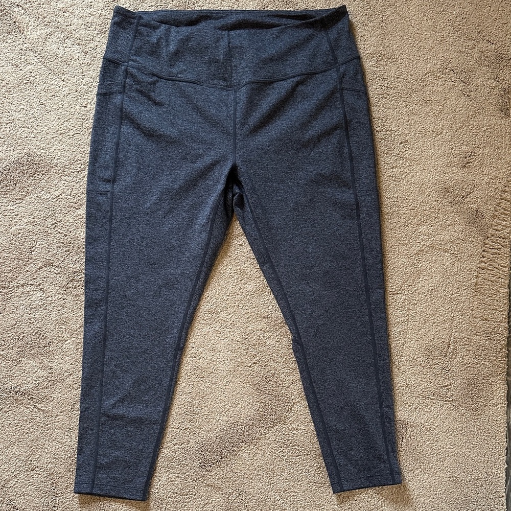 Zella Dark Gray Blue Leggings with side pockets